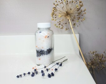Lavender bath salts- 4oz 17oz plant based bath products, bath sprinkle, botanical salts, bath and body gifts, foot soak, gift for her, vegan