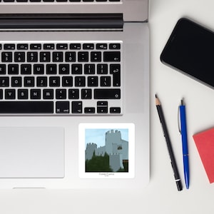 Wales UK Reise-Kunst-Aufkleber | Conwy Castle North Wales Vereinigtes Königreich Laptop Abenteuer Vinyl Aufkleber Kunst Design Geschenkidee Souvenir | 7,5 x 8 cm