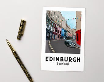 Edinburgh Scotland Travel Art Postcard Print | Scotland UK Postcard Art Print Design Gift Idea Souvenir Greeting Card | 4x6 in