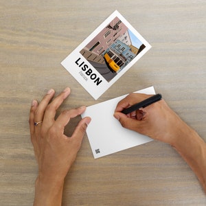 Postal de viaje de Lisboa, Portugal, con teleférico, ciudad de Lisboa, postal de Portugal, ilustración de recuerdo de la ciudad, ideas para regalos, 4 x 6 pulgadas