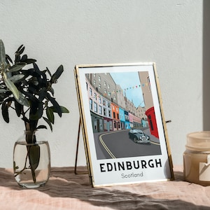 Edinburgh Schotland reizen kunst minimalistische digitale print poster | Schotland VK Victoria Street Muur Kunstwerk Ontwerp Cadeau-idee Souvenir 5 x 7 in