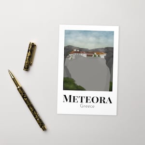 Meteora Klöster Griechenland Reise Kunst Postkarte Druck | Ästhetische Postkarte Kunstdruck Design Geschenk Idee Grußkarte | 4x6 zoll