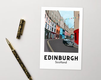 Edimbourg Ecosse Travel Art Carte postale Imprimer | Carte postale d'Écosse au Royaume-Uni, impression d'art, idée cadeau, carte de vœux souvenir | 4x6 po
