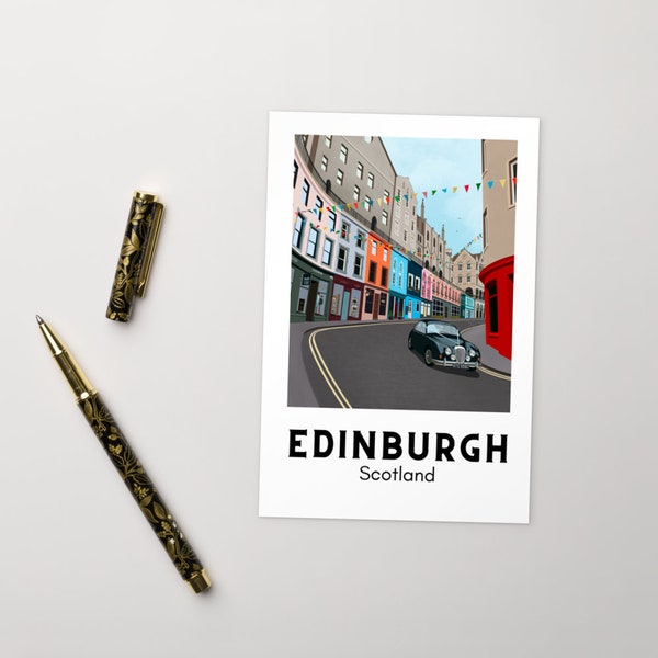 Edinburgh Scotland Travel Art Postcard Print | Scotland UK Postcard Art Print Design Gift Idea Souvenir Greeting Card | 4x6 in