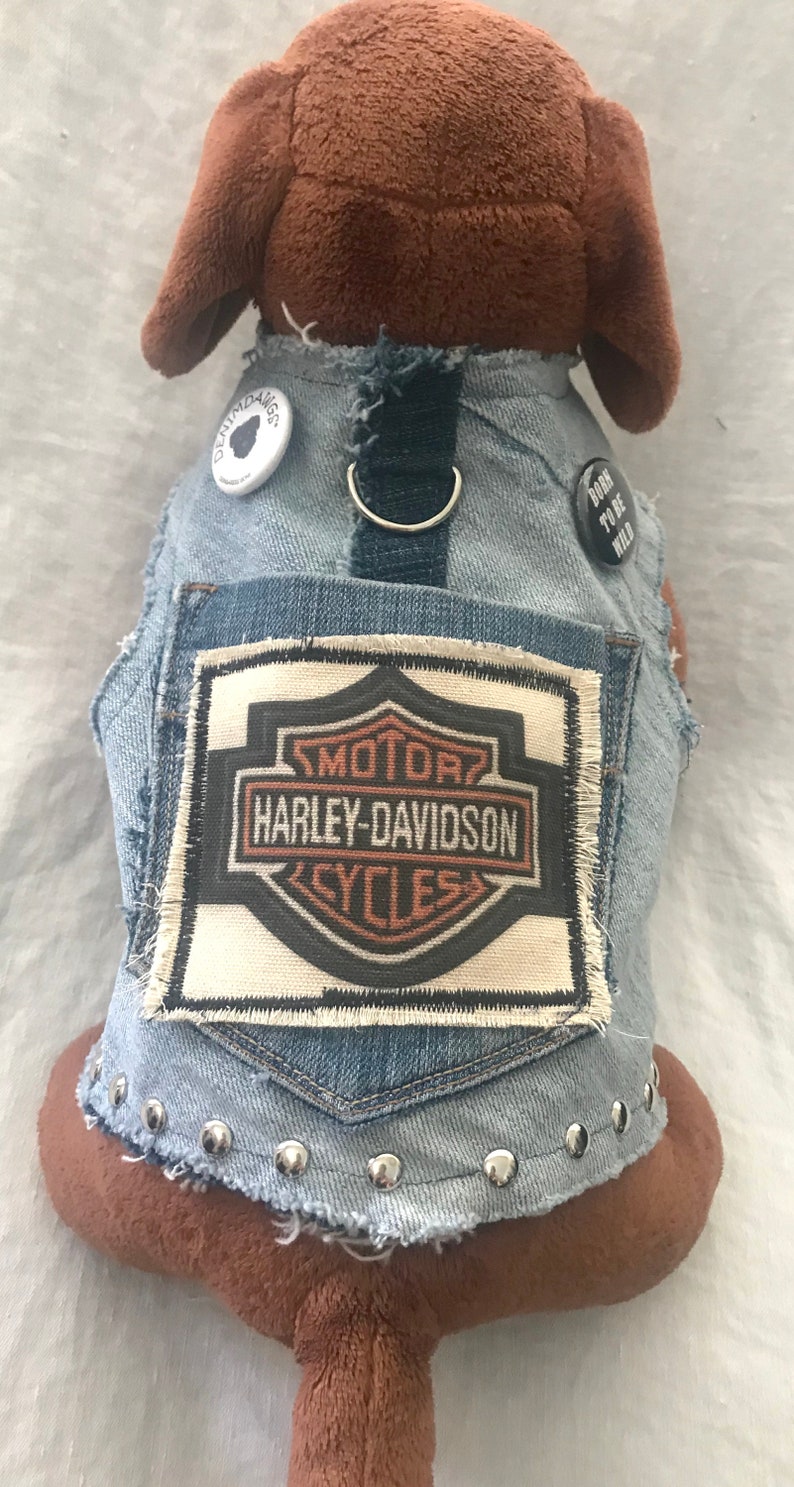 Harley Davidson Denim Dog Jacket Blue Denim Dog Jacket Denim Etsy