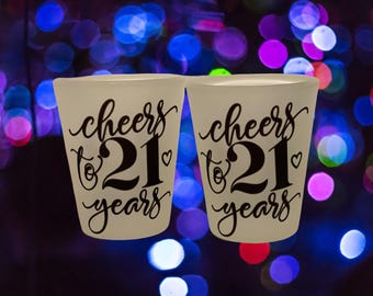 Cheers to...Milestone Birthday Shot Glass 12 Pack Cursive Font