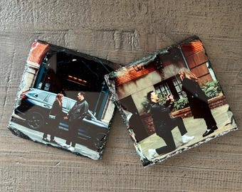 Custom Photo Slate Coasters  – Personalized Set of 2 with Your Photos