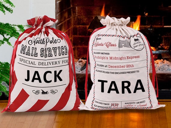 Personalised Christmas Sack - Custom Santa Sack, Personalized Bag, Christmas Gift Bag, Large Red or White Santa Sack