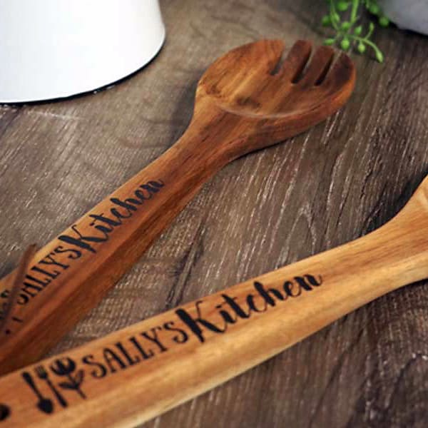 Utensilios de cocina personalizados - Juego de cuchara de madera de cocina, monograma, regalo de inauguración, día de la madre