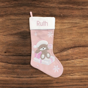 Personalised Christmas Stocking - Baby Girl - Embroidered Name