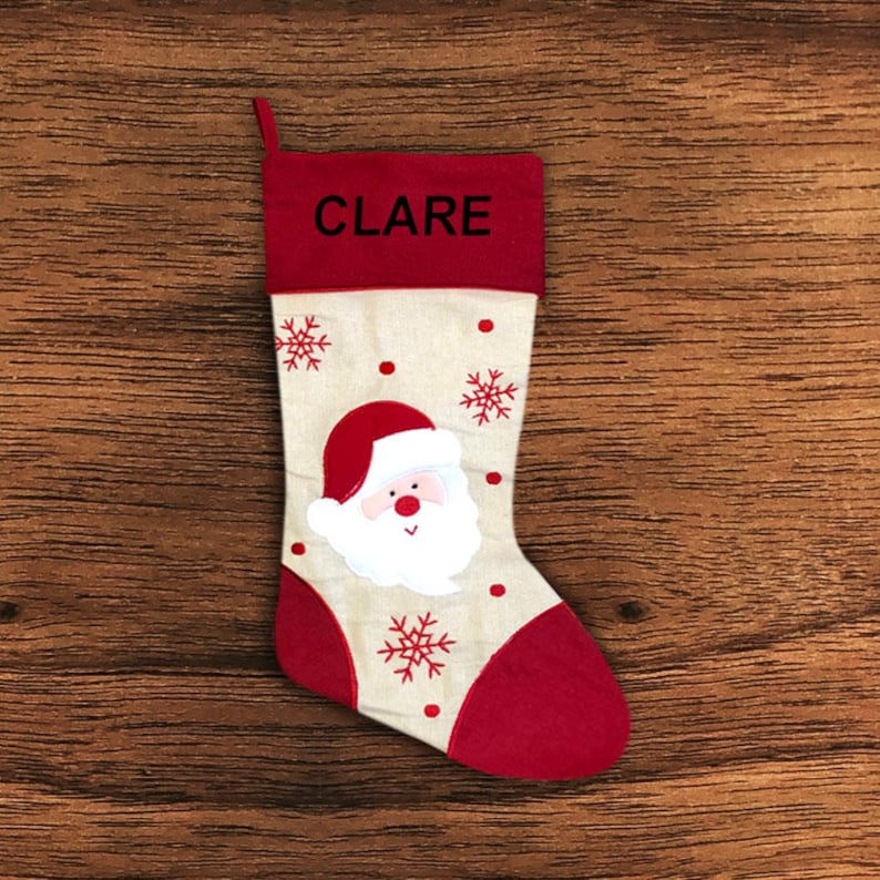 Personalised Christmas Stocking Red Santa Embroidered Name - Etsy Australia