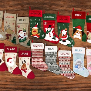 Personalised Christmas Stocking - 14 Designs - Embroidered Name