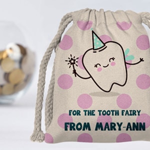 Borsetta della Fatina dei Denti Personalizzata, Borsa di Tela Piccola, Borsa con Coulisse, Borsa per Bomboniere, Borsette Regalo