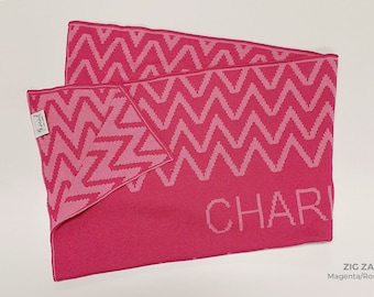 Newborn Personalised Baby Blanket - 100% Cotton Knitted Name Blanket, Custom Baby Gift, Newborn Gift