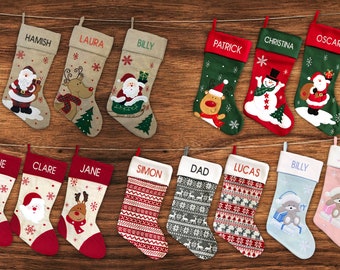 Personalised Christmas Stocking - 14 Designs - Embroidered Name