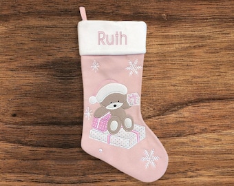 Personalised Christmas Stocking - Baby Girl - Embroidered Name