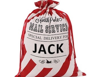 Personalised Christmas Sack - Custom Santa Sack, Personalized Bag, Christmas Gift Bag, Large Red Santa Sack