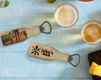 Father's day gift - Personalised Bottle Opener, Magnetic, Wooden Bottle Opener.