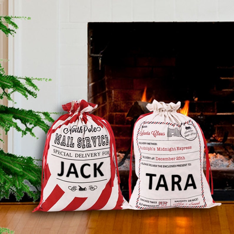 Personalised Christmas Sack - Custom Santa Sack, Personalized Bag, Christmas Gift Bag, Large Red Santa Sack image 4