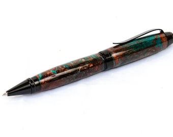 Tactical Cigar Pen in Tarnished Bronze Precious Resin and Black Hardware