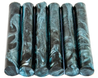 Carolina Nights Turquoise and Black Pen Blanks Alumilite Resin Rods - Pipe, Diamond Painting Brush, Hair Stick