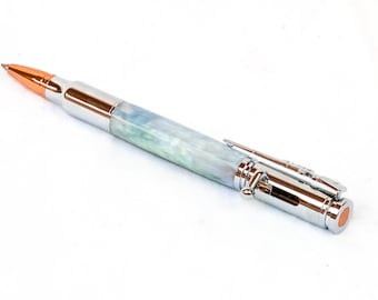 Bolt-Action Bullet Pen in Pearl Resin and Chrome Hardware