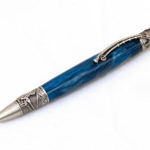 Fly Fishing Pen in Raging River Resin w/ Antique Pewter Finish - Writing