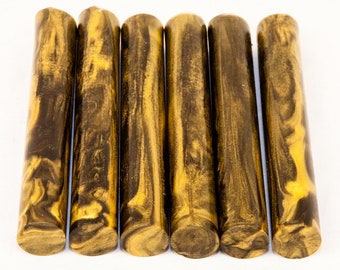 Vegas Nights Gold and Black Pen Blanks Alumilite Resin Rods