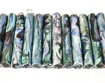 Faux Abalone Shell Pen Blanks - Alumilite Urethane Resin Rods Mussel Shell