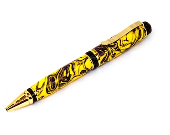 Cigar Pen in Lakers Colors and Gold Hardware