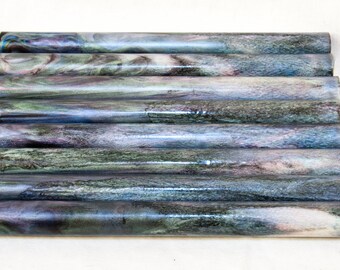 Faux Abalone Urethane Resin Rod Blanks - Bespoke Kitless Pen Blank, Magic Wand, Hair Stick