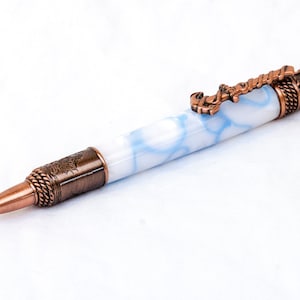 Nautical Pen in Summer Sky Resin w/ Antique Copper Finish