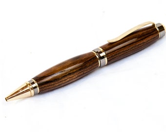 Bocote Wood Cigar Pen in Gold and Gun Metal Hardware