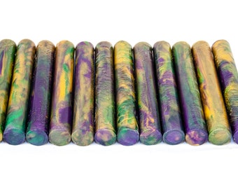 Mardi Gras Pen Blanks Alumilite Resin Rods - Urethane, Hair Stick, Pipe, Diamond Painting