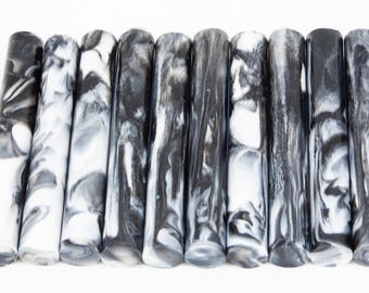 Zen Zebra Resin Pen Blanks - Black and White Alumilite Rods - Magic Wand Blank, Crochet Hook, Hair Stick, Pipe