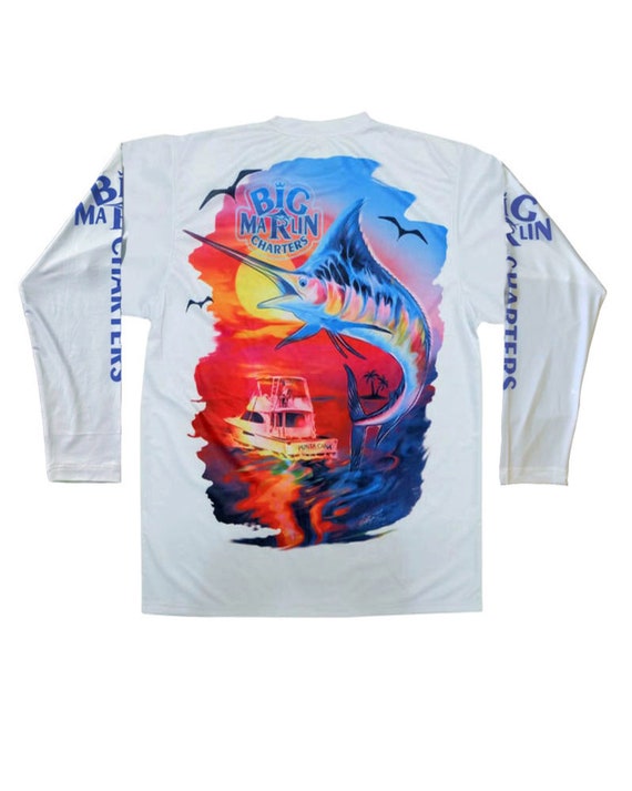 Big Marlin Charters Performance Long Sleeve Fishing T-shirt UV UPF