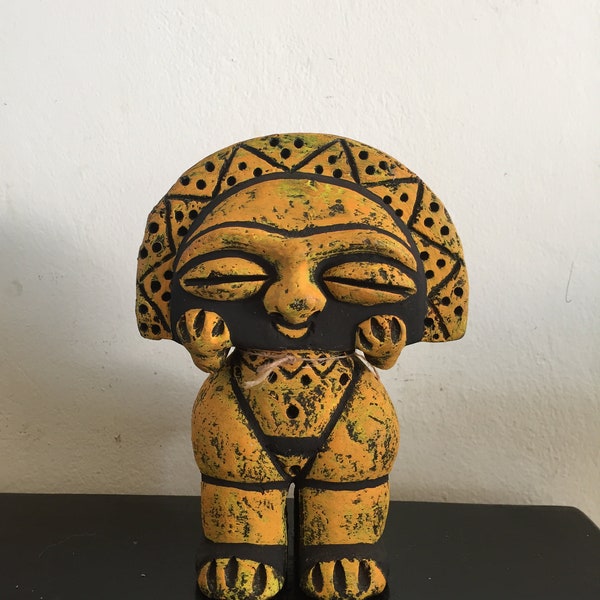 Taino Moon Goddess Diosa Luna  handmade clay figure Guillen arte caribeño pre-Colombian indigenous art color may vary