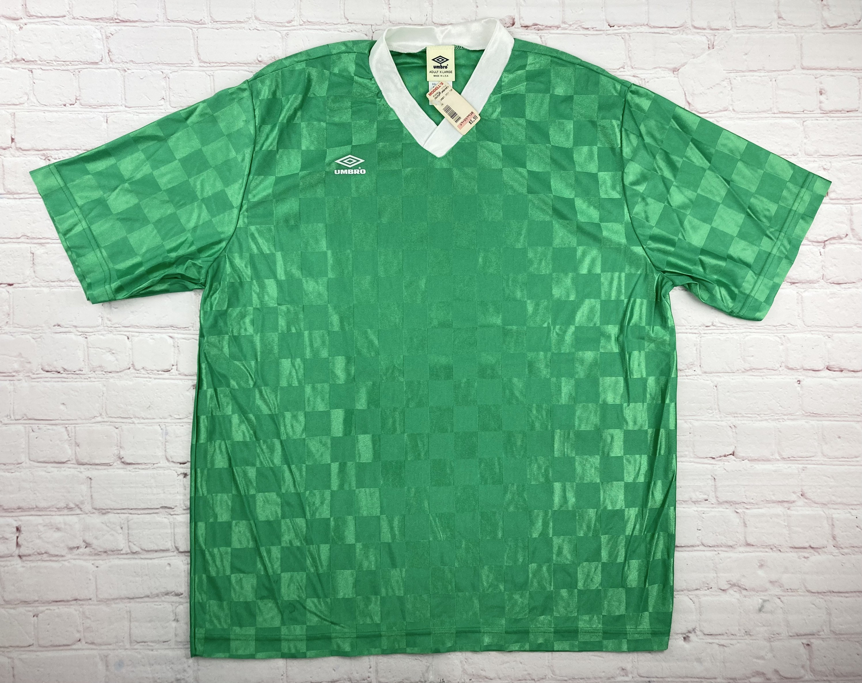 NWT Vintage Original 1980's Umbro Green Checkered Soccer