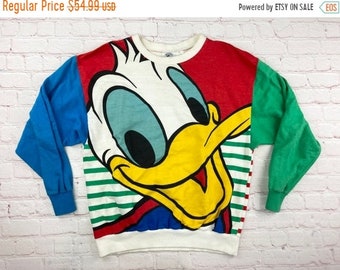 VENTA de Año Nuevo 15% de descuento vintage original de 1990 Disney Donald Duck All over Print Sweatshirt. Ropa Ropa unisex para niños Sudaderas con y sin capucha Sudaderas 