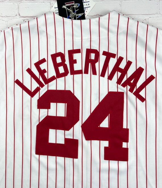 Nwt Vintage Original MLB Philadelphia Phillies Mike Lieberthal Pinstripe Baseball Jersey by Majestic.