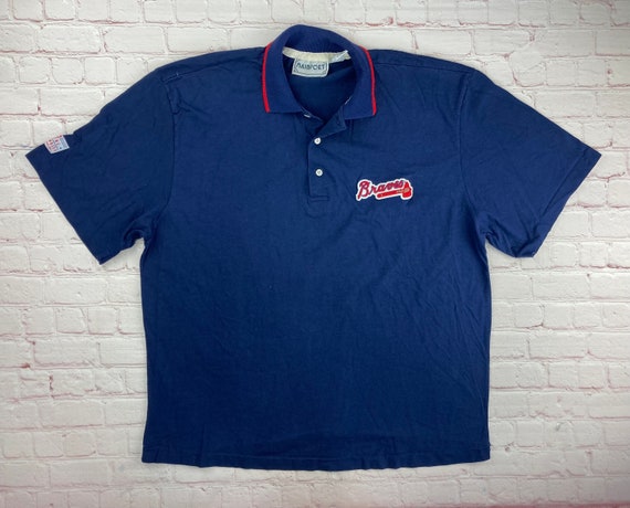Vintage Original 1990s MLB Atlanta Braves Mens Polo Shirt. 