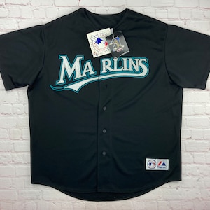 Majestic, Shirts, Majestic Florida Marlins Baseball Mlb Jersey Black Grey  Pull On Mens Size Medium