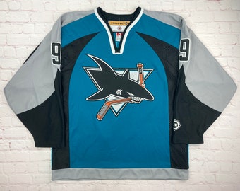 Vintage San Jose Sharks Maska Hockey Jersey Size Medium Blue 90s NHL