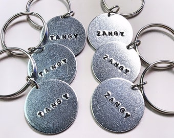 Tangy and Zangy Set Gay Pirates Circle Hand Stamped Aluminum Metal Keychain | Stede Bonnet | Edward Teach | Keyring | Charm | Zipper Pull