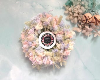 Crochet Hair Tie, Handmade Flower Hair Scrunchie, Unique Hand-Mixed Yarns Hair Band