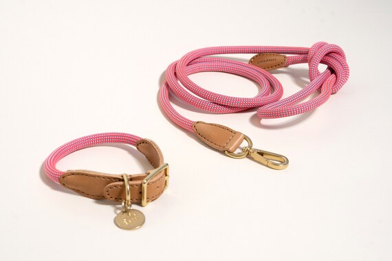 pink rope dog collar