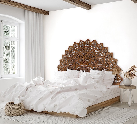 Hand-carved Solid Wood Queen King Bed Headboard Headboards 