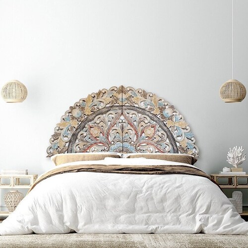 Hand Carved King Size Halfmoon Mandala Bed Headboard Mahkota Etsy