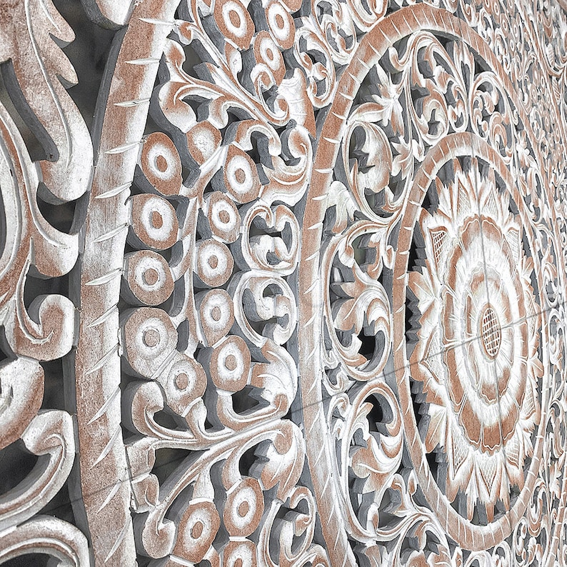 Hand Carved Mandala Queen Size Bed Headboard 'berawa' | Balinese ...