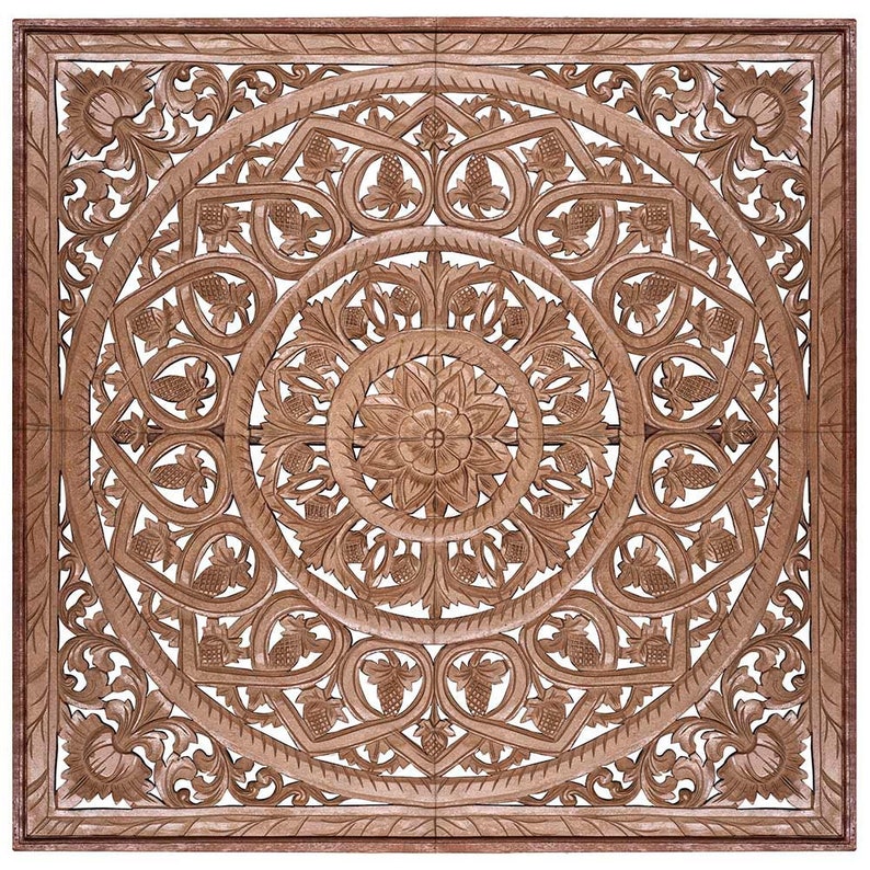 king size mandala bed headboard sidemen natural wash bali design hand carved hand made decorative house furniture wood material decorative wall panels decorative wood panels decorative panel board balinese wall art